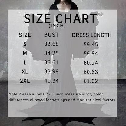 Black Costume Womens Gothic Witch Bat Sleeve Dress Halloween Cosplay Costumes Vintage Carnival Party Outfit