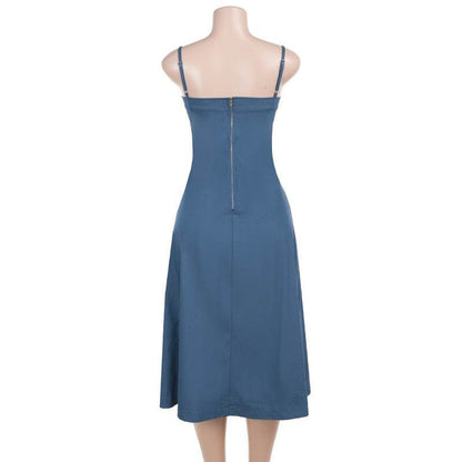Denim A- Line Dress Women's Hot Girl Strap Length