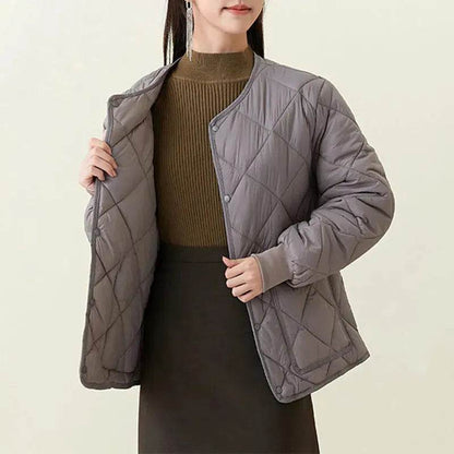 Quilted Padded Coat Winter Jacket With Pockets Lightweight Outerwear For Women's Clothing
