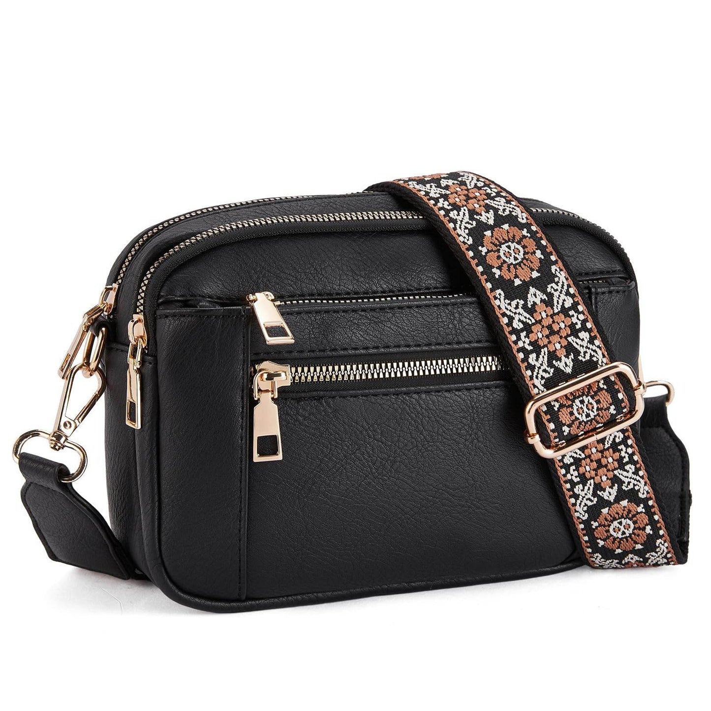 Daily Matching PU Leather Business Commute Zipper Crossbody Bags for women