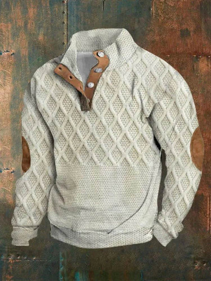 Half Button Up Sweater – Loose Fit Polyester Pullover for All Sizes