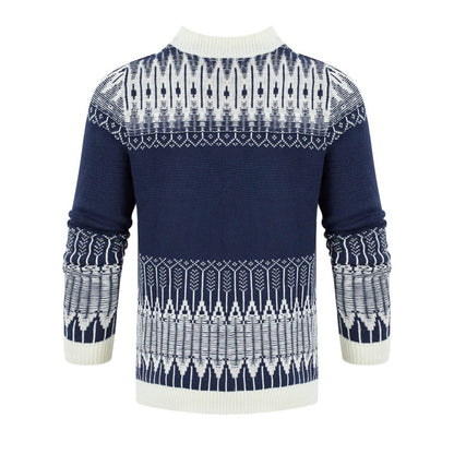 Men's Crewneck Pullover Sweater Unisex Fair Isle Long Sleeve Knitted Sweater