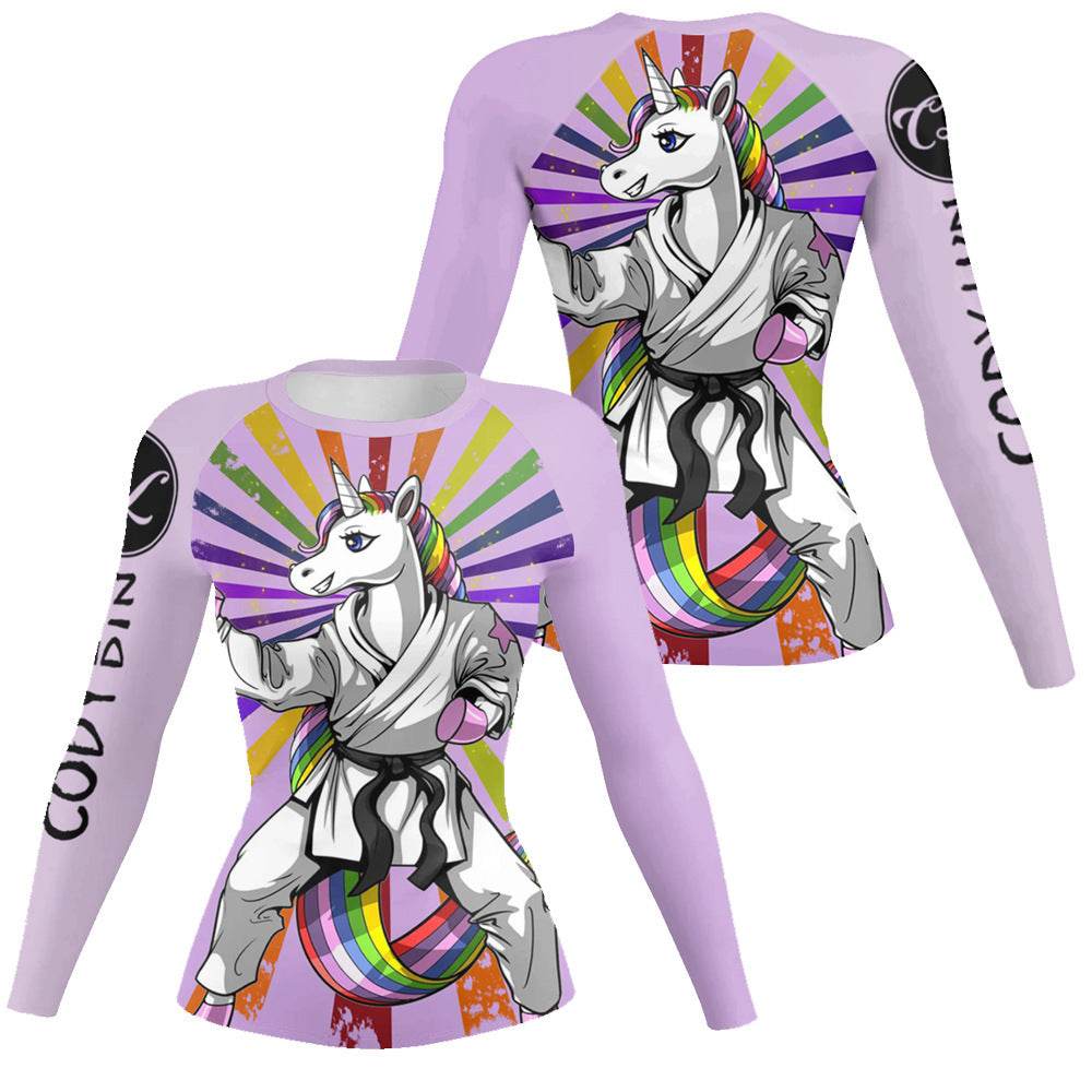 Printed Slim Fit Long Sleeve Workout Tops for Women