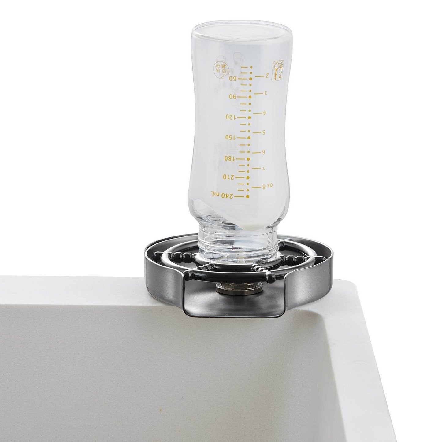 Glass Rinser, 10 Powerful Spraying Jets 360  Rotating Cup Rinser For Sink, 304 Stainless Steel Faucet Cup Washer With ABS Cup Holder For Baby Bottle, Glass Cup, Wine Glass
