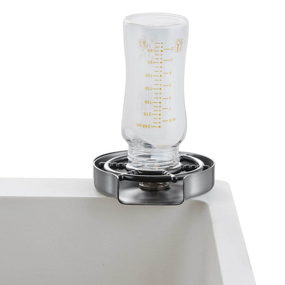 Glass Rinser, 10 Powerful Spraying Jets 360  Rotating Cup Rinser For Sink, 304 Stainless Steel Faucet Cup Washer With ABS Cup Holder For Baby Bottle, Glass Cup, Wine Glass