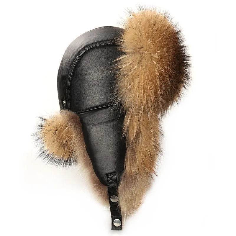 Bonnet cache-oreilles – Chapeau d'hiver chaud en cuir artificiel coupe-vent