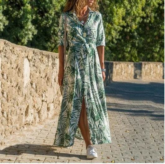 Robe longue à rayures en mousseline de soie à manches longues pour femmes, col en V, sexy, élégante et décontractée, printemps-été