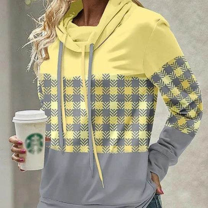 New Fashion Women's Pile Collar Printed Hoodie Pullover Top