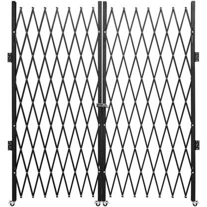 Double Folding Security Gate, 5.1 H X 10.2 W Folding Door Gate, Steel Accordion Security Gate, Flexible Expanding Security Gate, 360 Rolling Barricade Gate, Scissor Gate Or Door With Keys