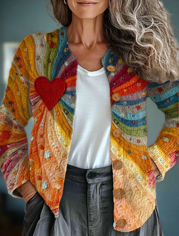 Women's Printed 3D-Effect Knitted Cardigan Coat