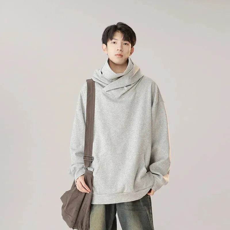 Autumn Winter Oversized Turtleneck Hoodie  Pullover for mens