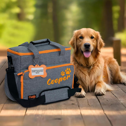 Customized Dog Travel Bag - You Name It and We Make It, Your Own Personalized Pet Travel Bag, Make It Special for You and Your Pet. (Light Grey)