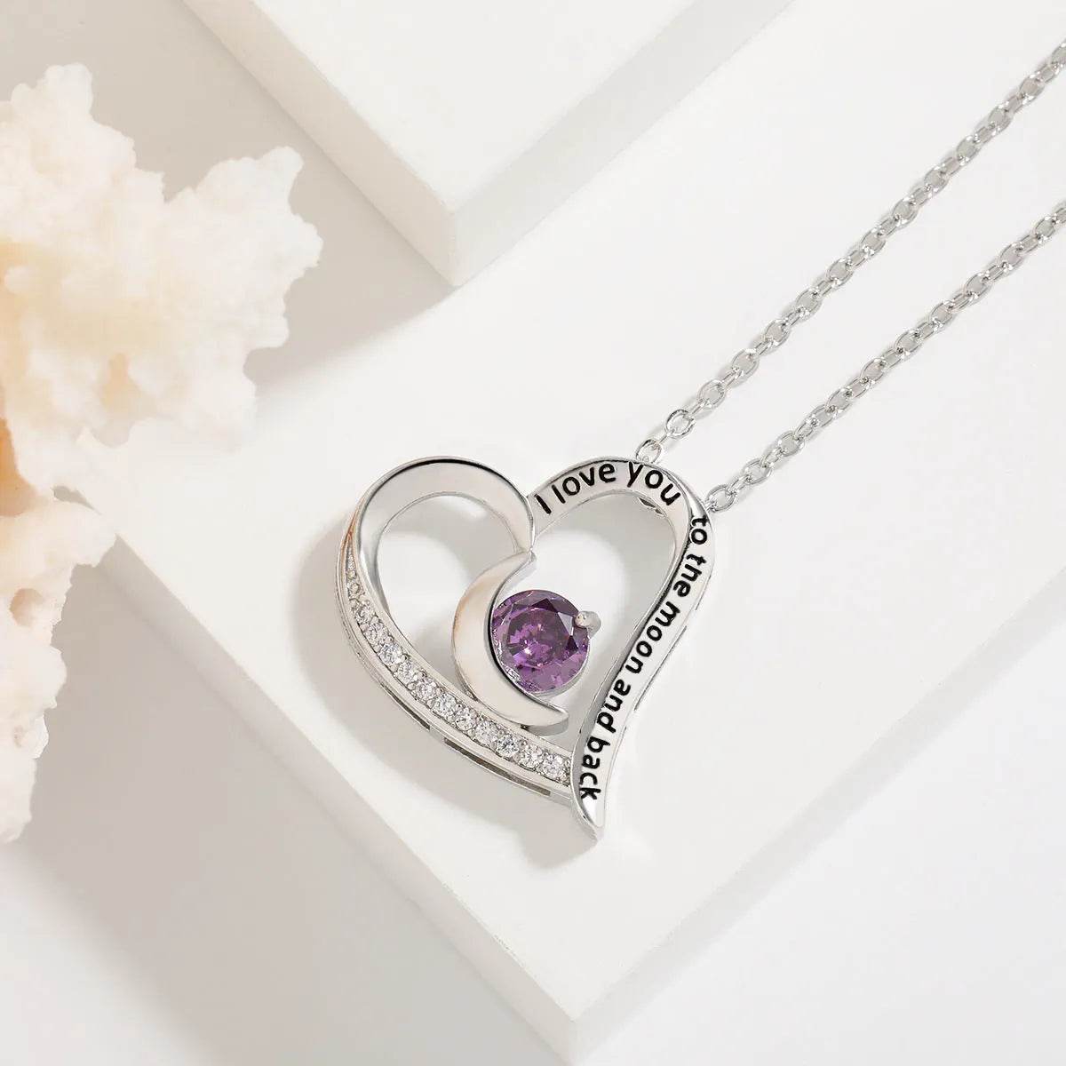 Love Necklace With Rhinestones And Letters Fashion Personality Heart-shaped Necklace Valentine's Day Gift