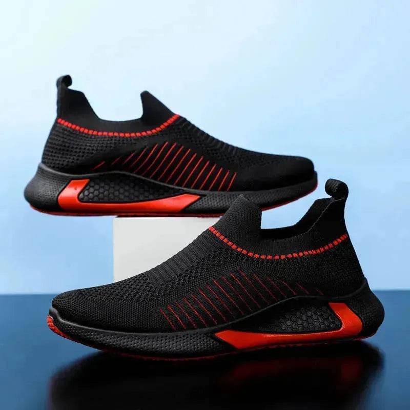 Chaussures Chaussettes en Maille Tendance avec Motif Rayé pour Homme, Baskets Respirantes à Enfiler, Chaussures de Course Légères Décontractées