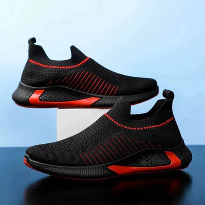 Chaussures Chaussettes en Maille Tendance avec Motif Rayé pour Homme, Baskets Respirantes à Enfiler, Chaussures de Course Légères Décontractées