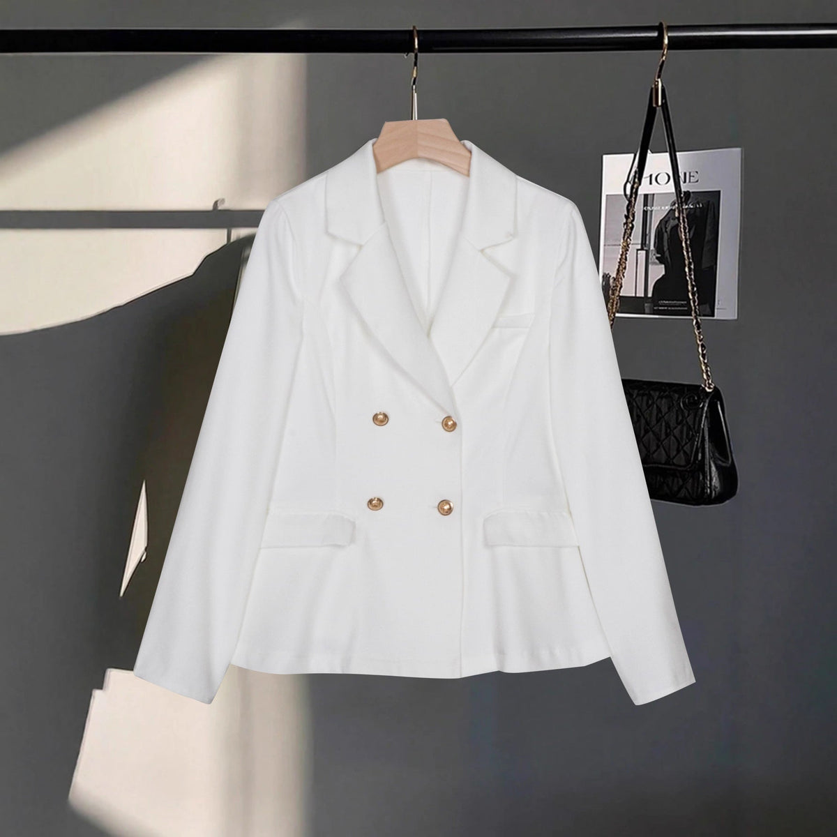 Women's High-End Double-Breasted Cropped Blazer