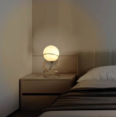 Metal Stand Table Lamp For Living Room - LED Lamp - Gold Spiral 4 Ring