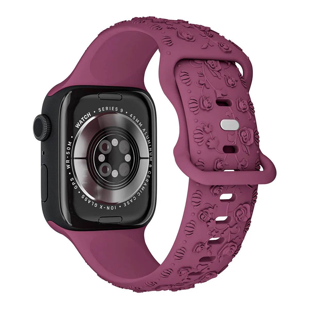 Embossed Rose Silicone Watch Strap