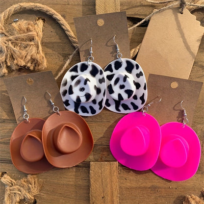 1 Pair Whimsical Disco Cowboy Hat Shaped Dangle Earrings - Drop & Dangle Novelty Jewelry with Funny Party Accessories for Girls and Women - Unique Gift Idea for Birthday, Christmas, or Any Celebration