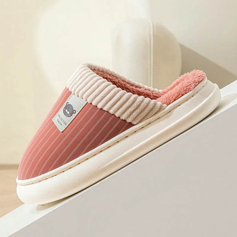 Striped Slippers – Non-Slip Warm Wear-Resistant Footwear