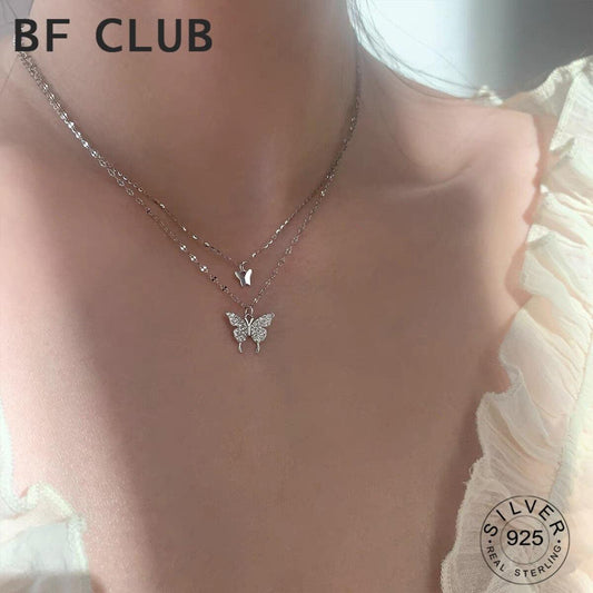 Collier double couche à chaîne papillon