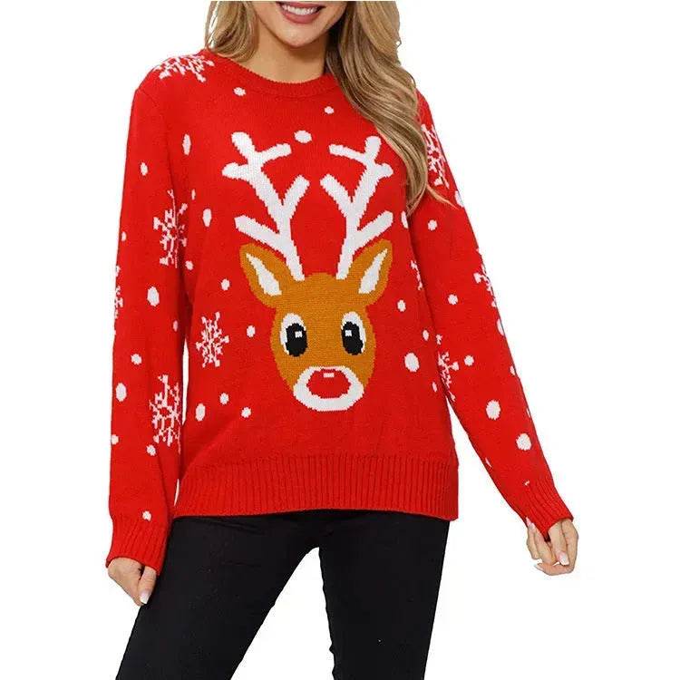 Pull en maille jacquard motif rennes de Noël