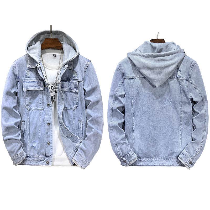 Men's Jacket Detachable Hooded Denim Jacket Men Jeans
