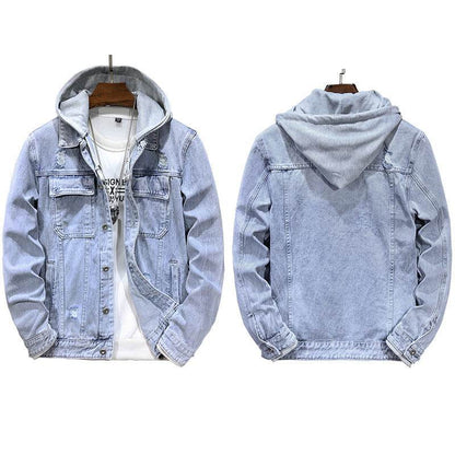Men's Jacket Detachable Hooded Denim Jacket Men Jeans