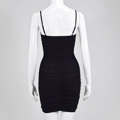 Ladies White bodycon dress Spaghetti Straps Sash Mini Bandage dress for Club Party