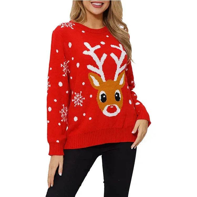 Pull en maille jacquard motif rennes de Noël