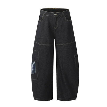 Jean ample unisexe avec poche vintage à rayures et coutures de machette de style américain