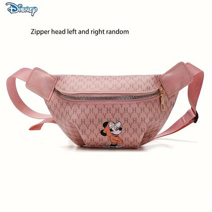 1pc Disney Mickey Cartoon Fanny PU Material Pack, Adjustable Strap Waist Bag With Fashion Zipper, Suitable For Sports & Outdoor Activities