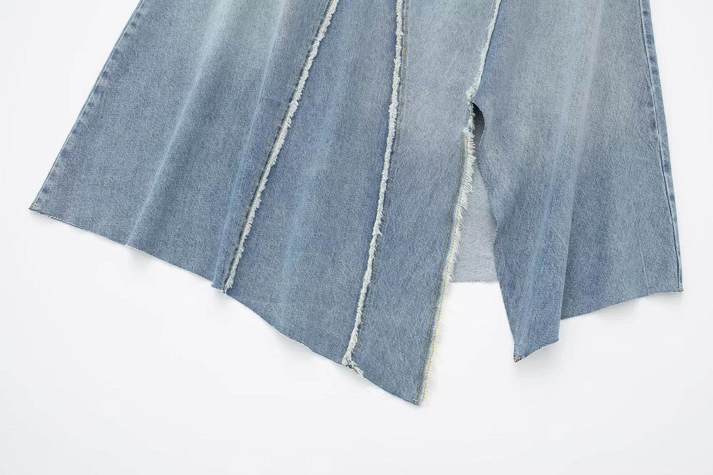 Fashionable Asymmetric High Waist Midi Denim Split Skirt