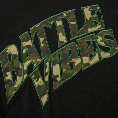 Camouflage Paste Cloth Embroidery Lettered Casual T-shirt