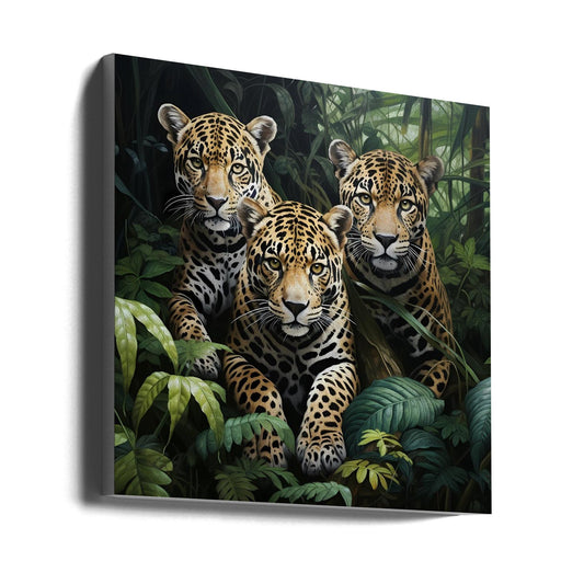 Wall art Three jaguars in the jungle