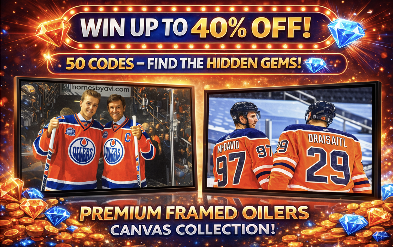 WAYNE GRETZKY & CONNOR MCDAVID FRAMED CANVAS - EDMONTON OILERS (31.5" BY 22.5")