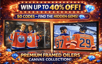 WAYNE GRETZKY & CONNOR MCDAVID FRAMED CANVAS - EDMONTON OILERS (31.5" BY 22.5")