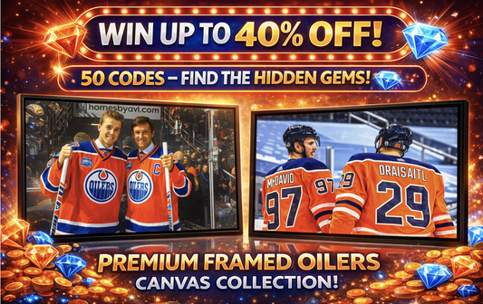 WAYNE GRETZKY & CONNOR MCDAVID FRAMED CANVAS - EDMONTON OILERS (31.5" BY 22.5")