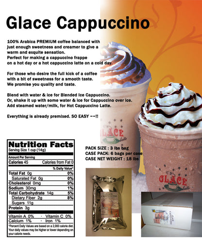 Cappuccino (Iced Capp, Cappuccino Glacé, Café Glacé) Mélange 4 en 1 pour Bubble Tea / Latté et Frappé - Livraison Gratuite au Canada pour les Commandes Supérieures à 199 CAD