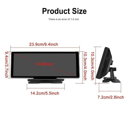 Car Smart Player HD PND 10 26-inch DVR With Rear View Three-way Camera Car play Android Auto reversing  Wide angle 1920x1080 HD Car Camera