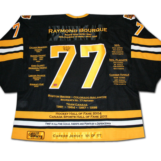 RAY BOURQUE CAREER JERSEY AUTOGRAPHED - LTD ED 177 - BOSTON BRUINS