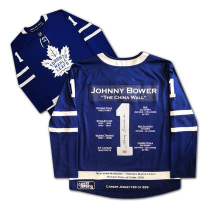 JOHNNY BOWER CAREER JERSEY SIGNED - LTD ED 299 - TORONTO MAPLE LEAFS