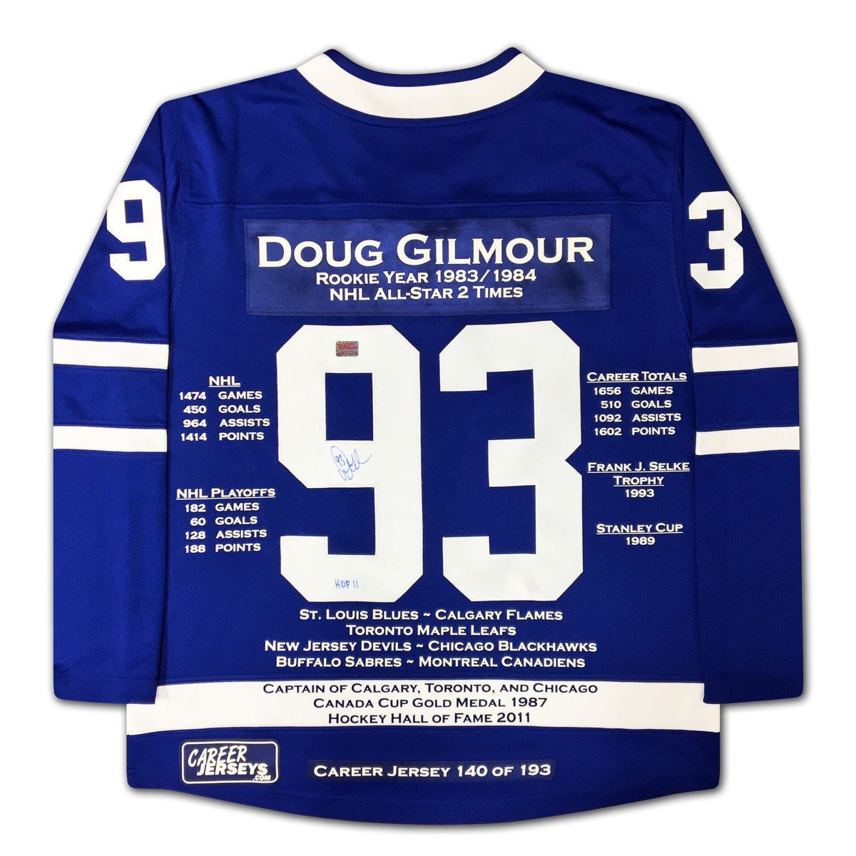 Doug Gilmour Toronto Maple Leafs Career Jersey /193