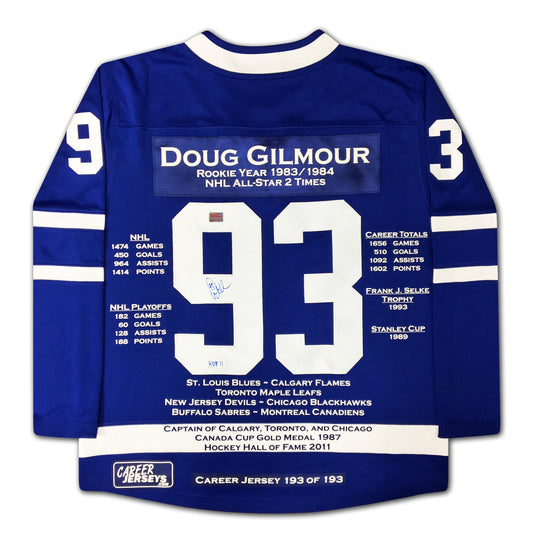 DOUG GILMOUR CAREER JERSEY #193 OF 193 - AUTOGRAPHED - TORONTO MAPLE LEAFS