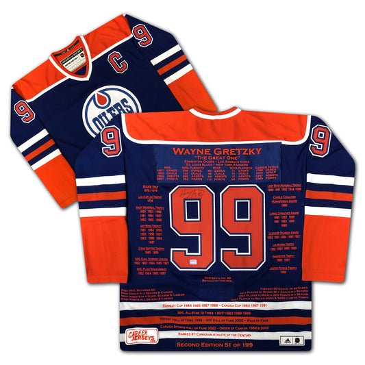MAILLOT DE CARRIÈRE BLEU WAYNE GRETZKY DEUXIÈME ÉDITION /199 - UDA - SIGNÉ
