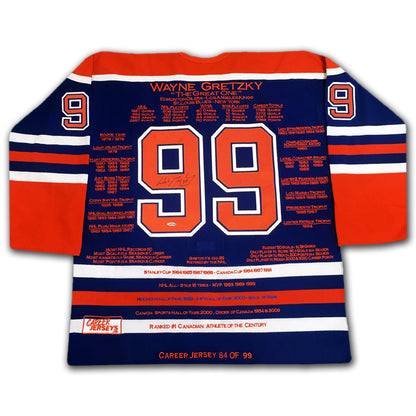 MAILLOTS DE CARRIÈRE DE WAYNE GRETZKY PAIRE ASSORTIE ÉDITION LIMITÉE 84 SUR 99 - ANNÉE DE LA COUPE - COA UPPER DECK - SIGNÉS (TAILLE L OU XL)
