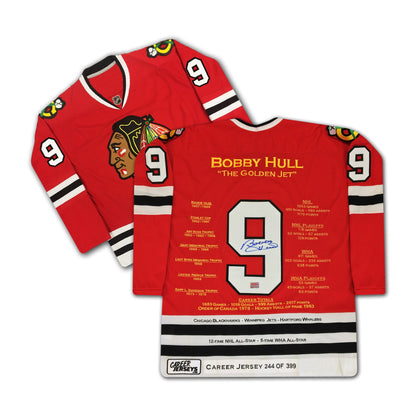 BOBBY HULL RED CAREER JERSEY SIGNED LTD ED 399 - CHICAGO BLACKHAWKS