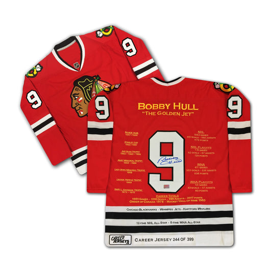 BOBBY HULL RED CAREER JERSEY SIGNED LTD ED 399 - CHICAGO BLACKHAWKS