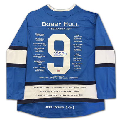 BOBBY HULL SIGNED CAREER JERSEY WINNIPEG JETS EDITION OF 9