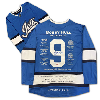 BOBBY HULL SIGNED CAREER JERSEY WINNIPEG JETS EDITION OF 9